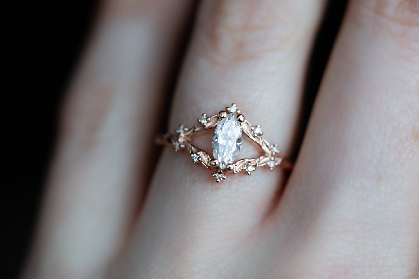[Oramore Jewelry]Briar rose with marquise moissanite