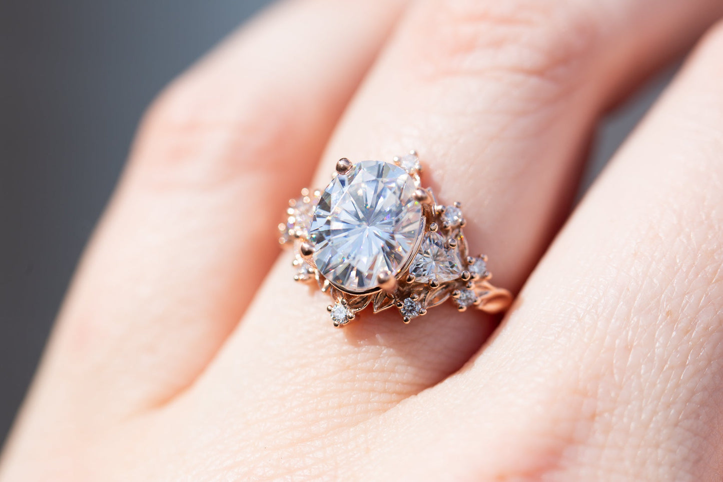 [Oramore Jewelry]Briar rose three stone with  moissanite center