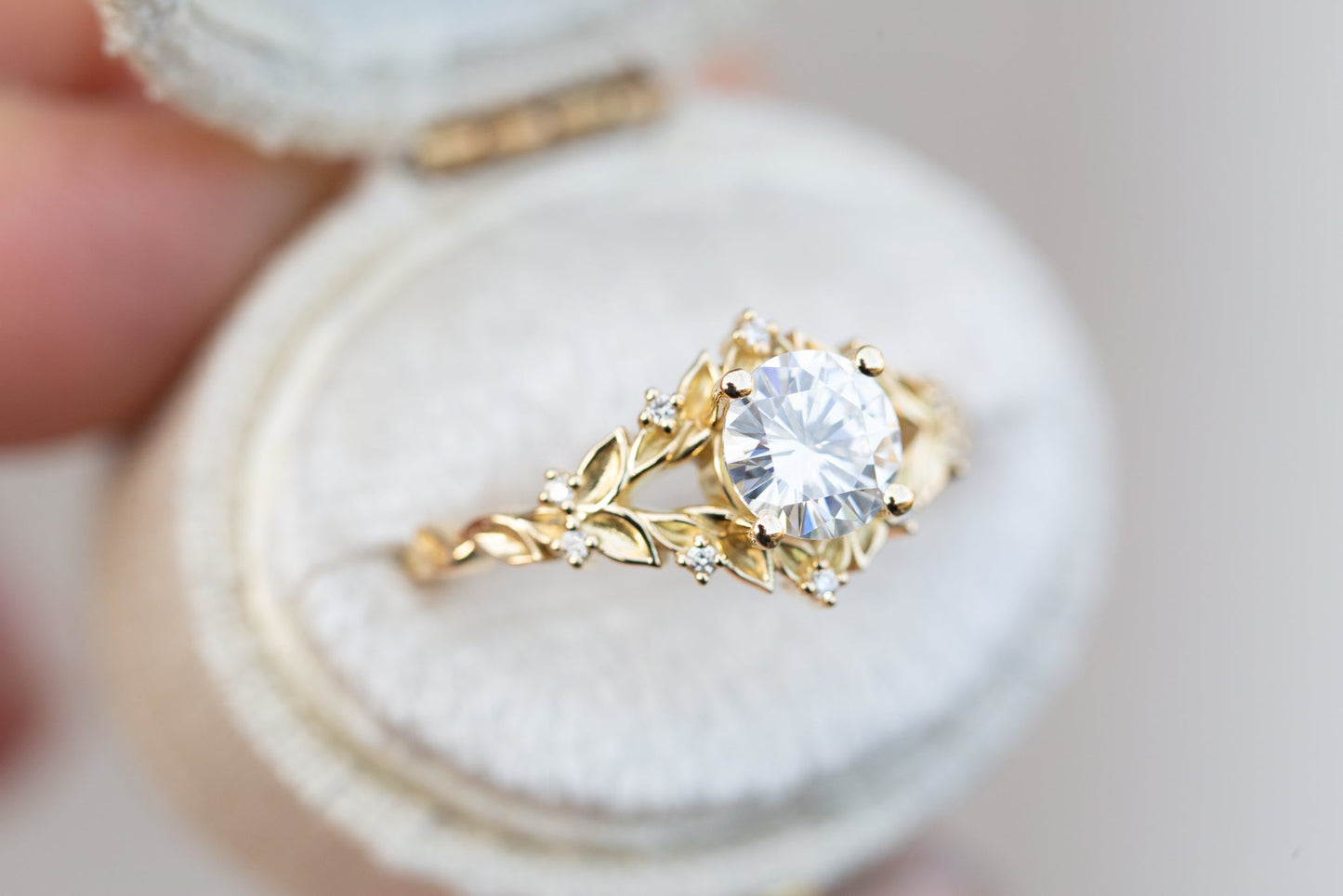 Oramore jewelryBriar rose with 6mm round moissanite