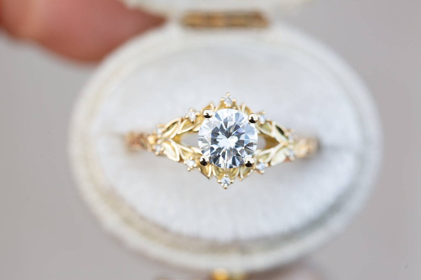 Oramore jewelryBriar rose with 6mm round moissanite