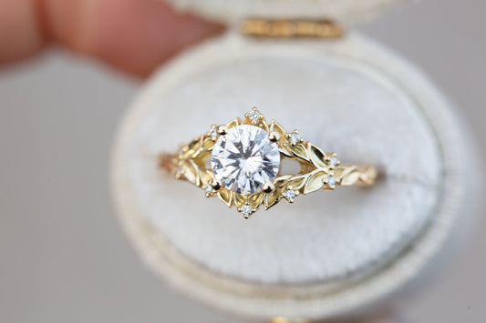 Oramore jewelryBriar rose with 6mm round moissanite