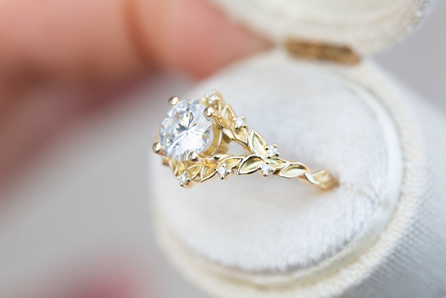 Oramore jewelryBriar rose with 6mm round moissanite