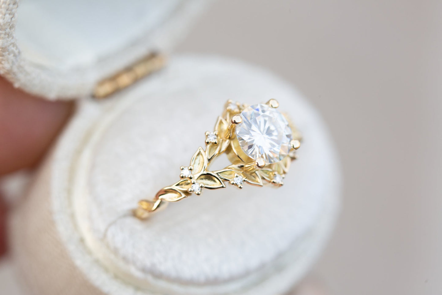 Oramore jewelryBriar rose with 6mm round moissanite
