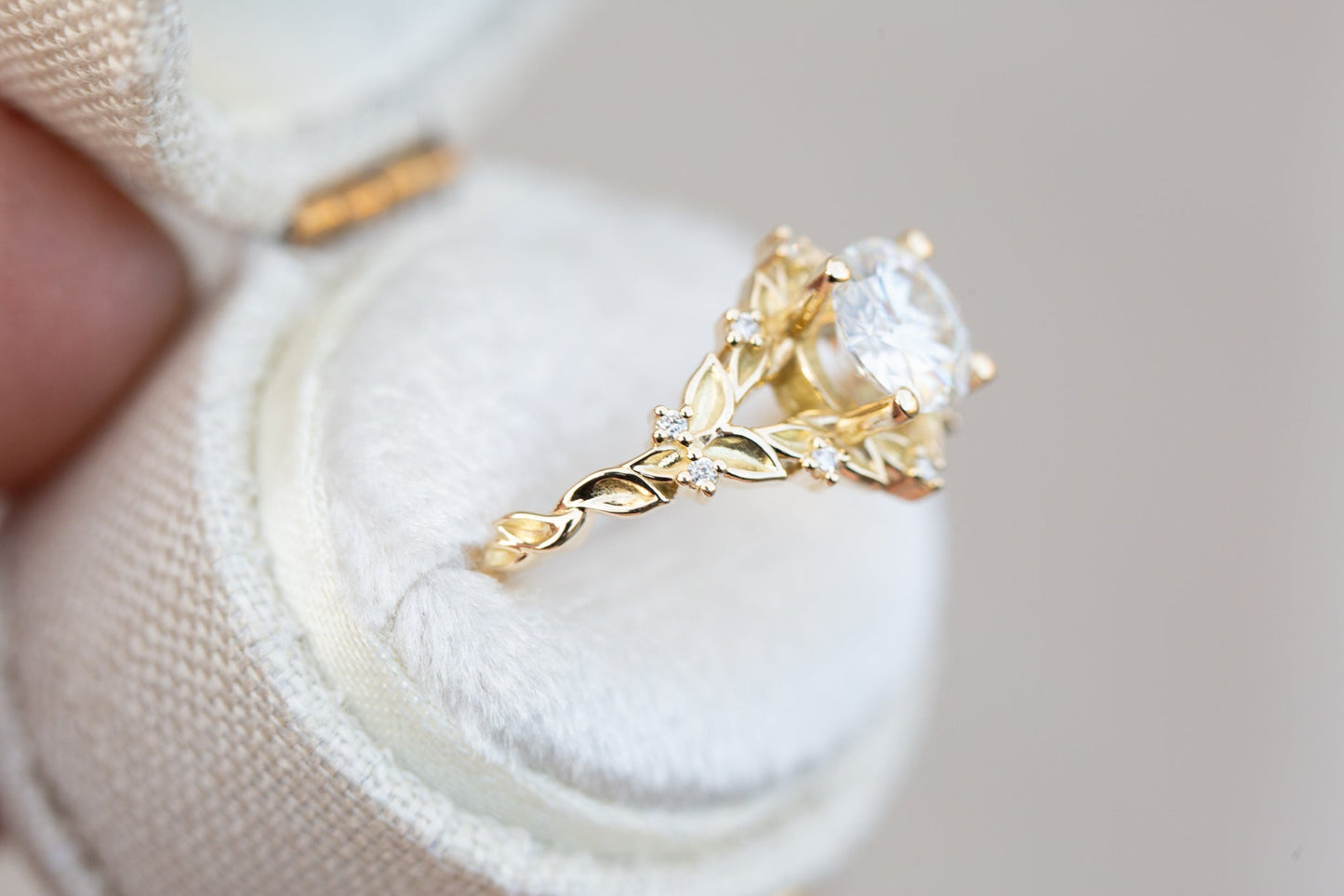 Oramore jewelryBriar rose with 6mm round moissanite