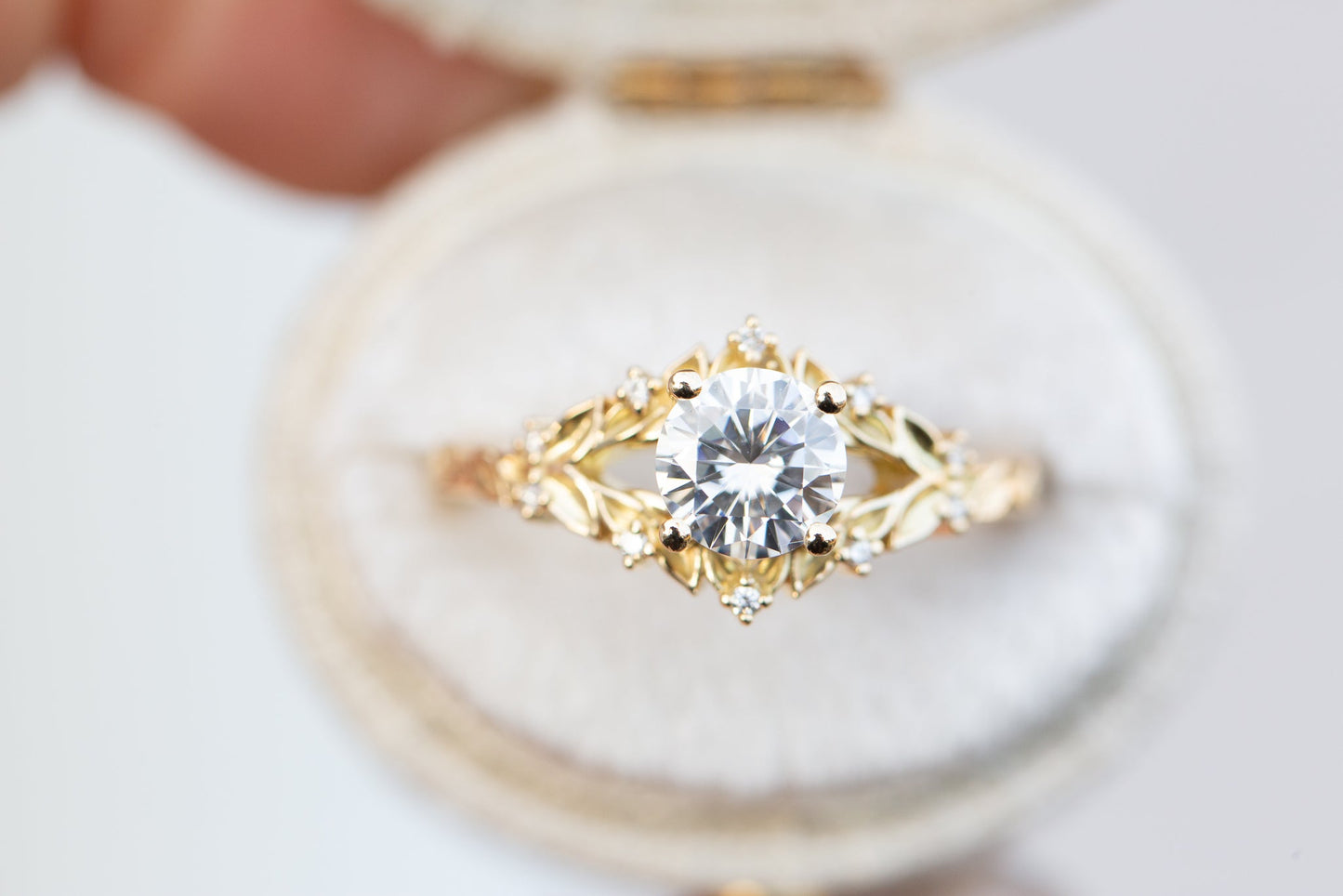 Oramore jewelryBriar rose with 6mm round moissanite
