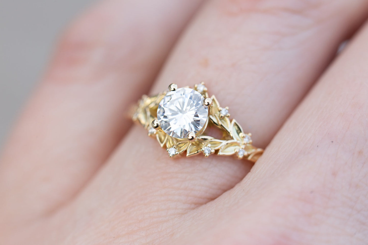 Oramore jewelryBriar rose with 6mm round moissanite