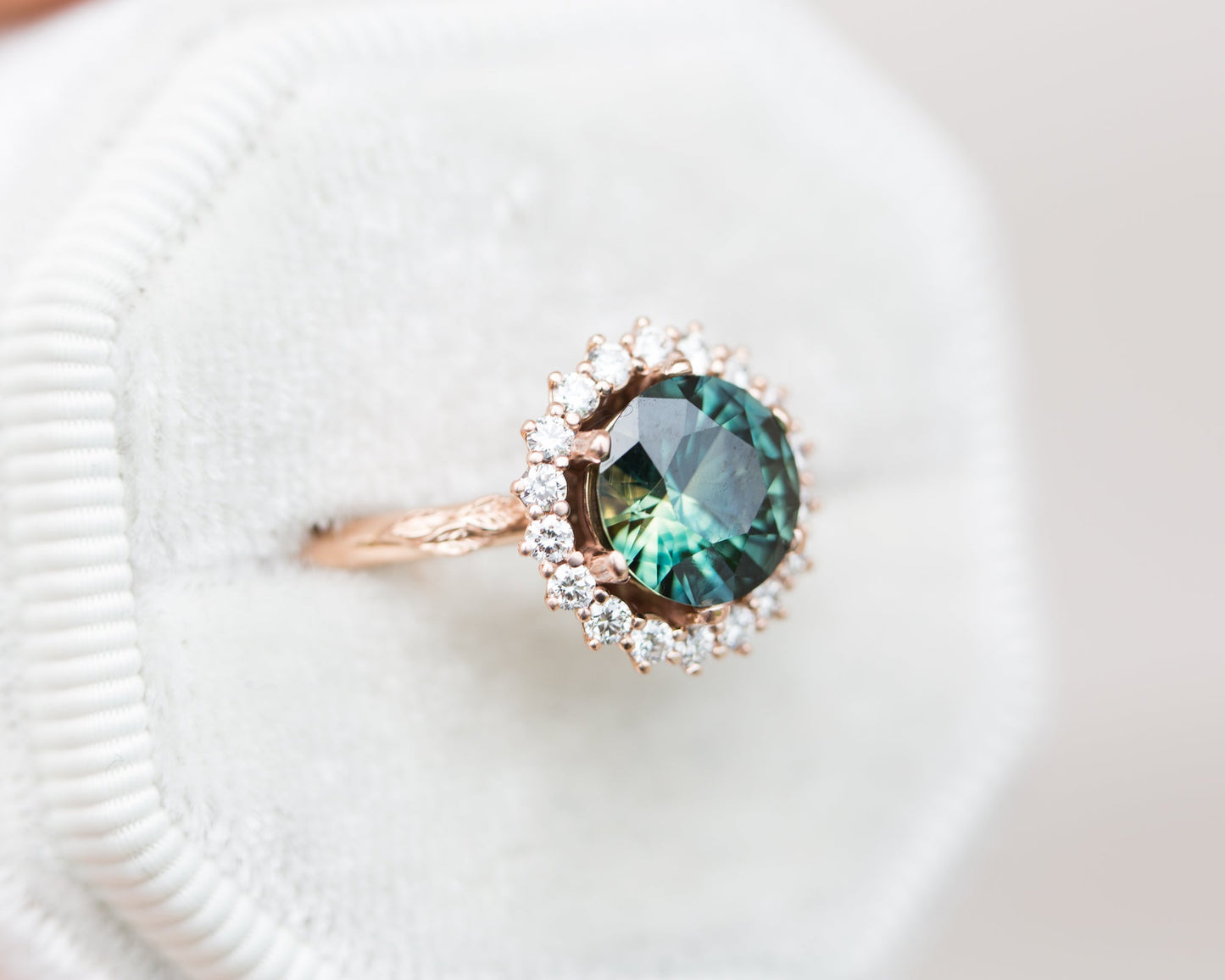 [Oramore Jewelry]1.97ct round teal sapphire midsummer ring