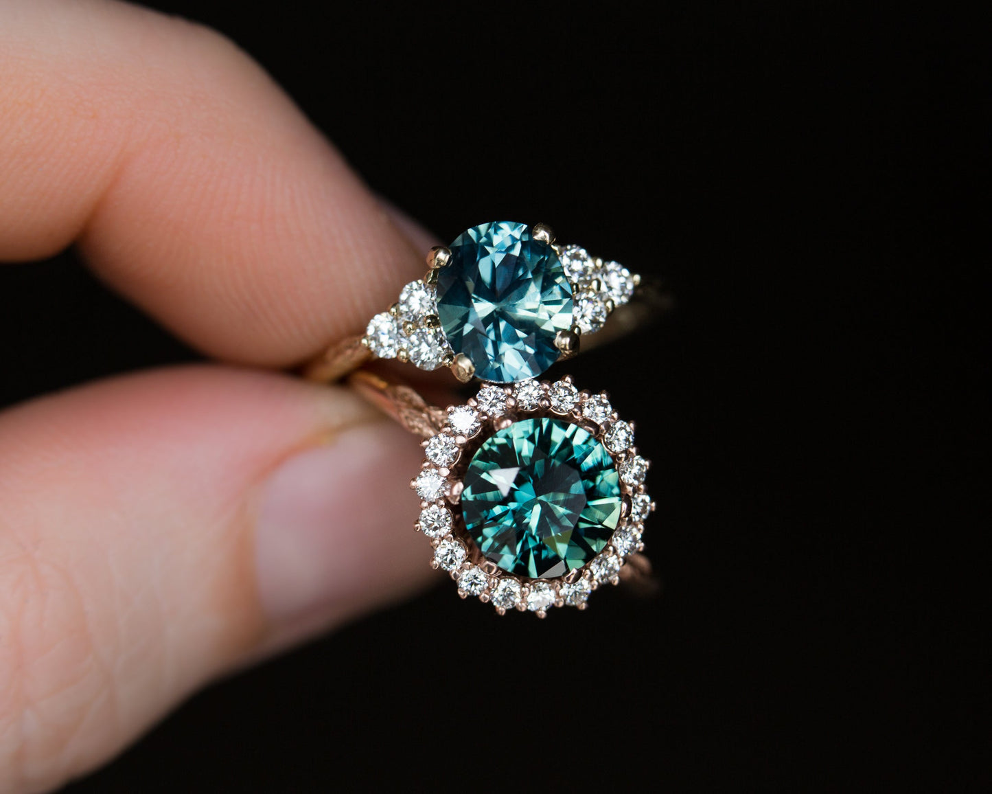 [Oramore Jewelry]1.97ct round teal sapphire midsummer ring