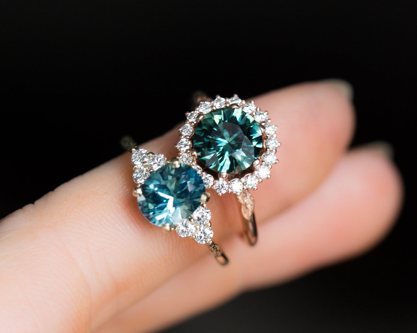 [Oramore Jewelry]1.97ct round teal sapphire midsummer ring