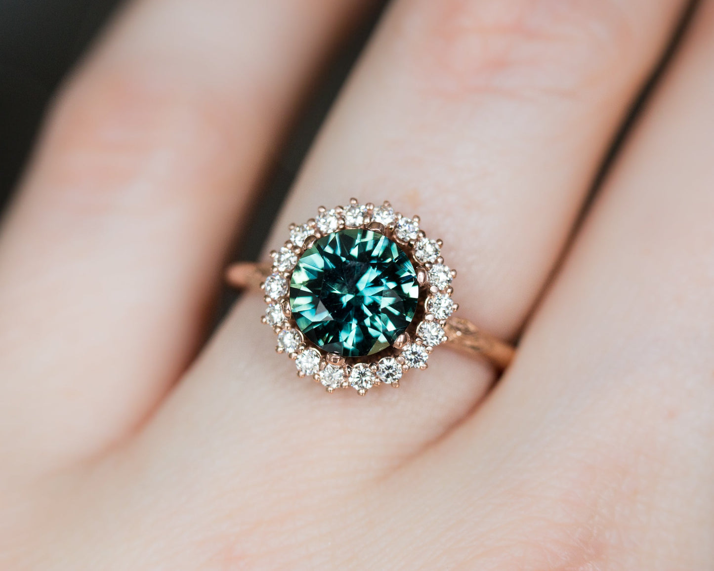 [Oramore Jewelry]1.97ct round teal sapphire midsummer ring
