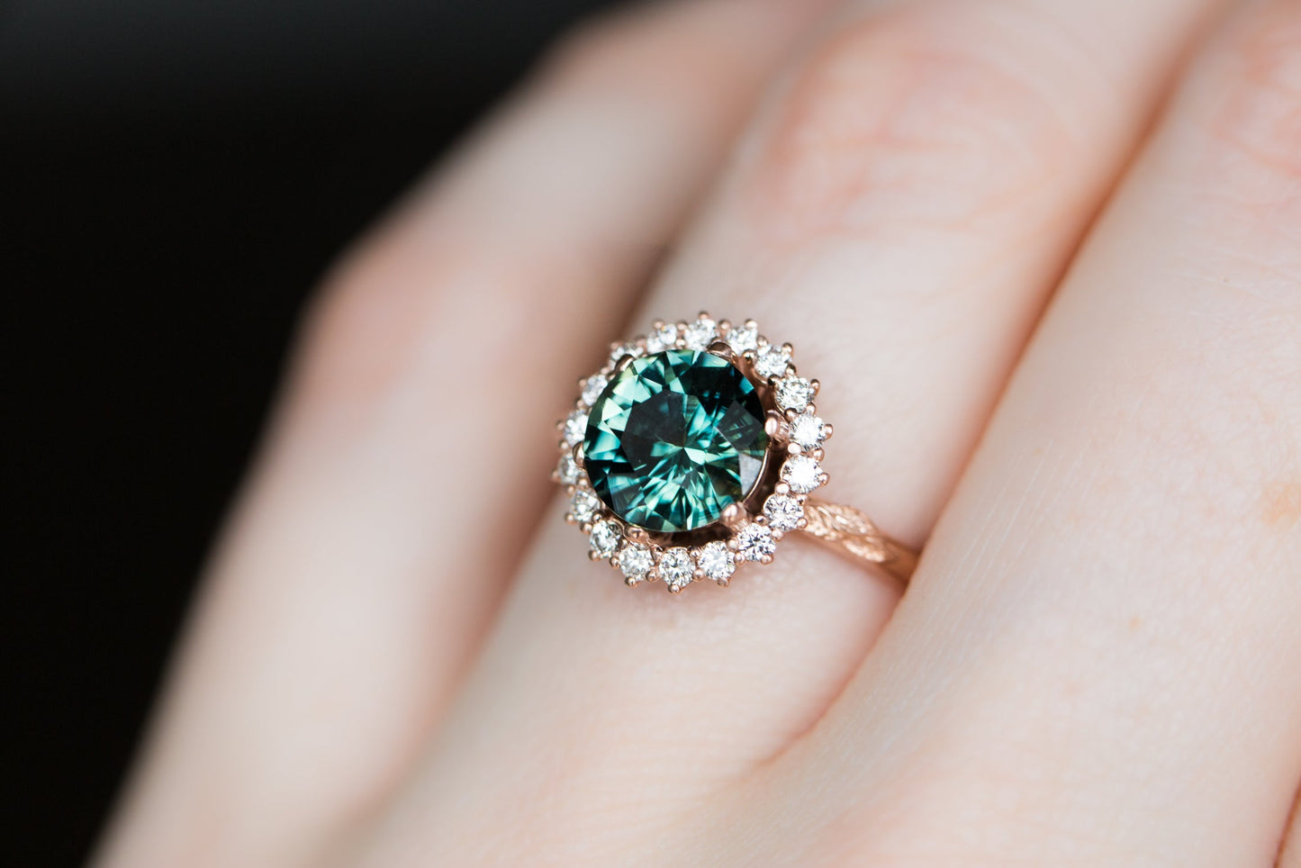 [Oramore Jewelry]1.97ct round teal sapphire midsummer ring