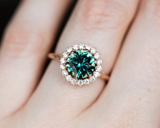 [Oramore Jewelry]1.97ct round teal sapphire midsummer ring