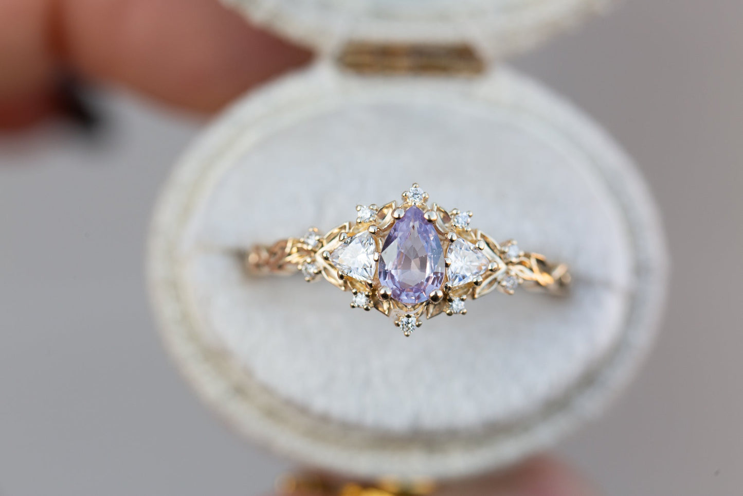 [Oramore Jewelry]Briar rose three stone with pear lavender sapphire