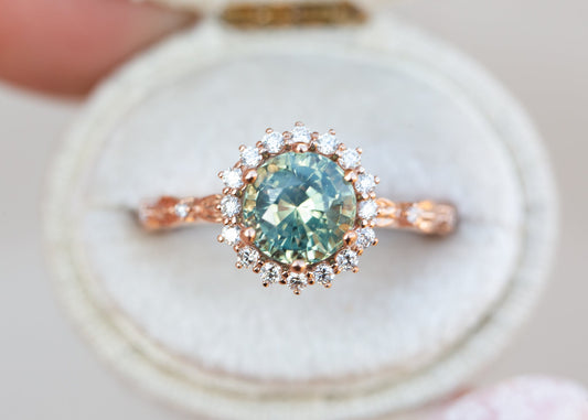 [Oramore Jewelry]Egwene setting with round teal sapphire