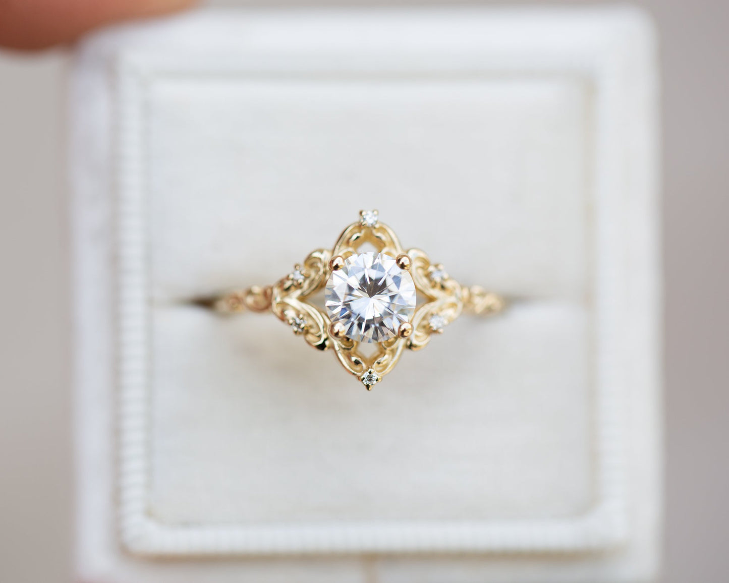 [Oramore Jewelry]Aurora setting with 6mm round moissanite