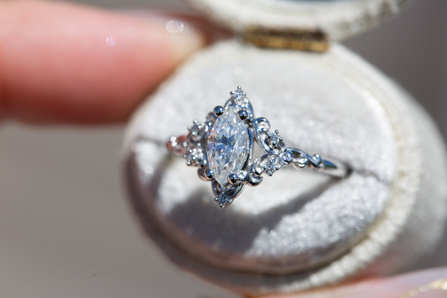 [Oramore Jewelry]Aurora setting with marquise moissanite
