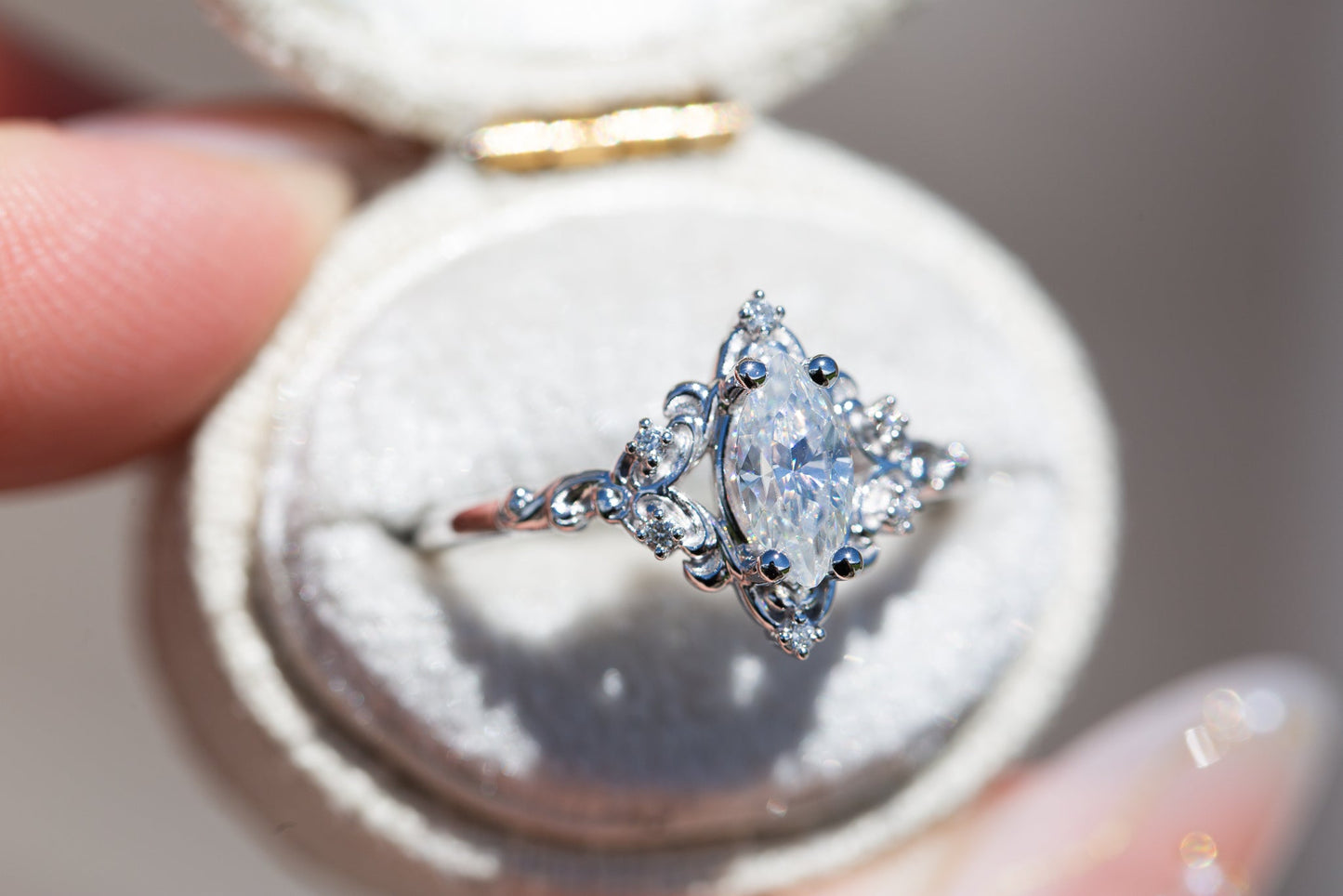 [Oramore Jewelry]Aurora setting with marquise moissanite