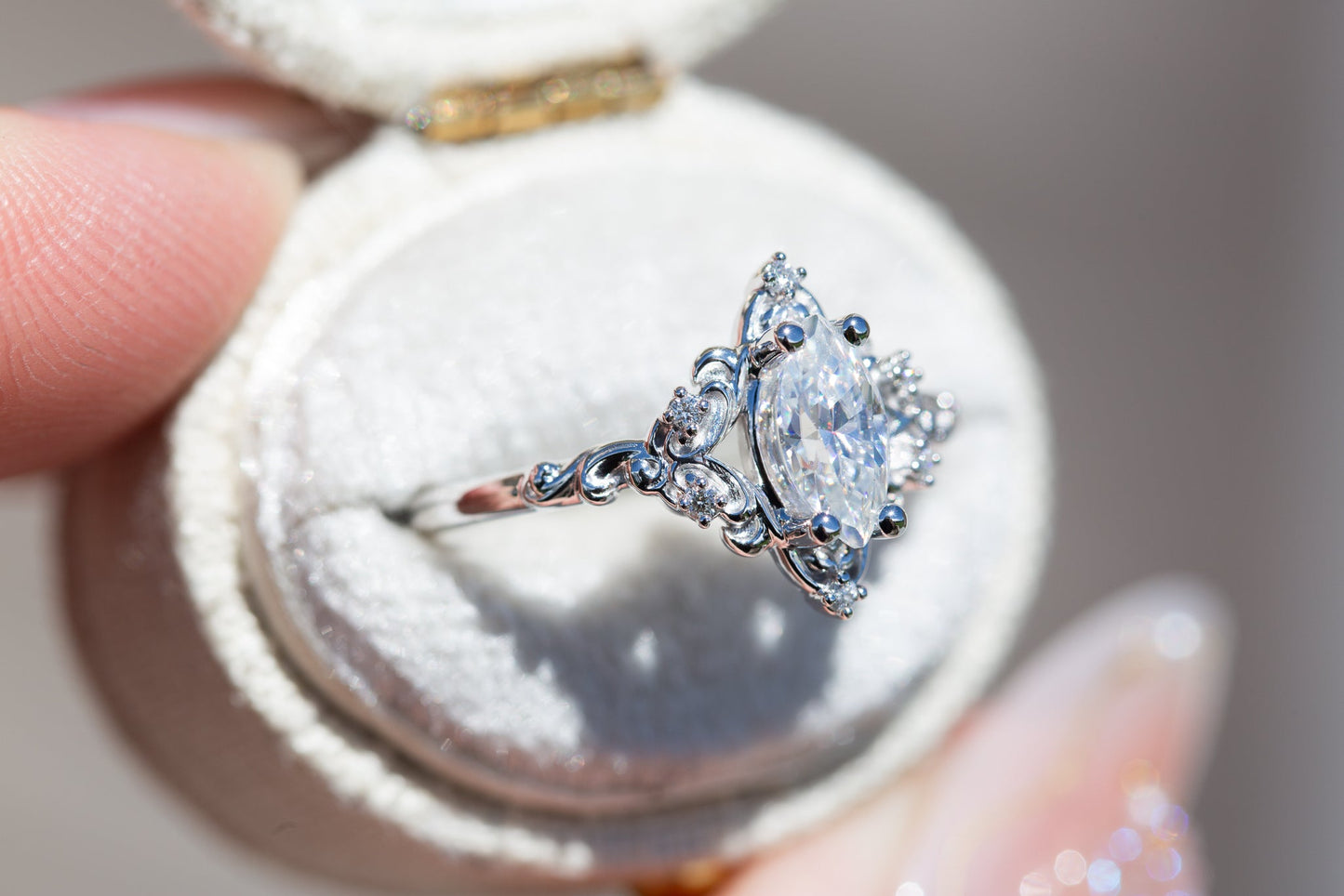 [Oramore Jewelry]Aurora setting with marquise moissanite