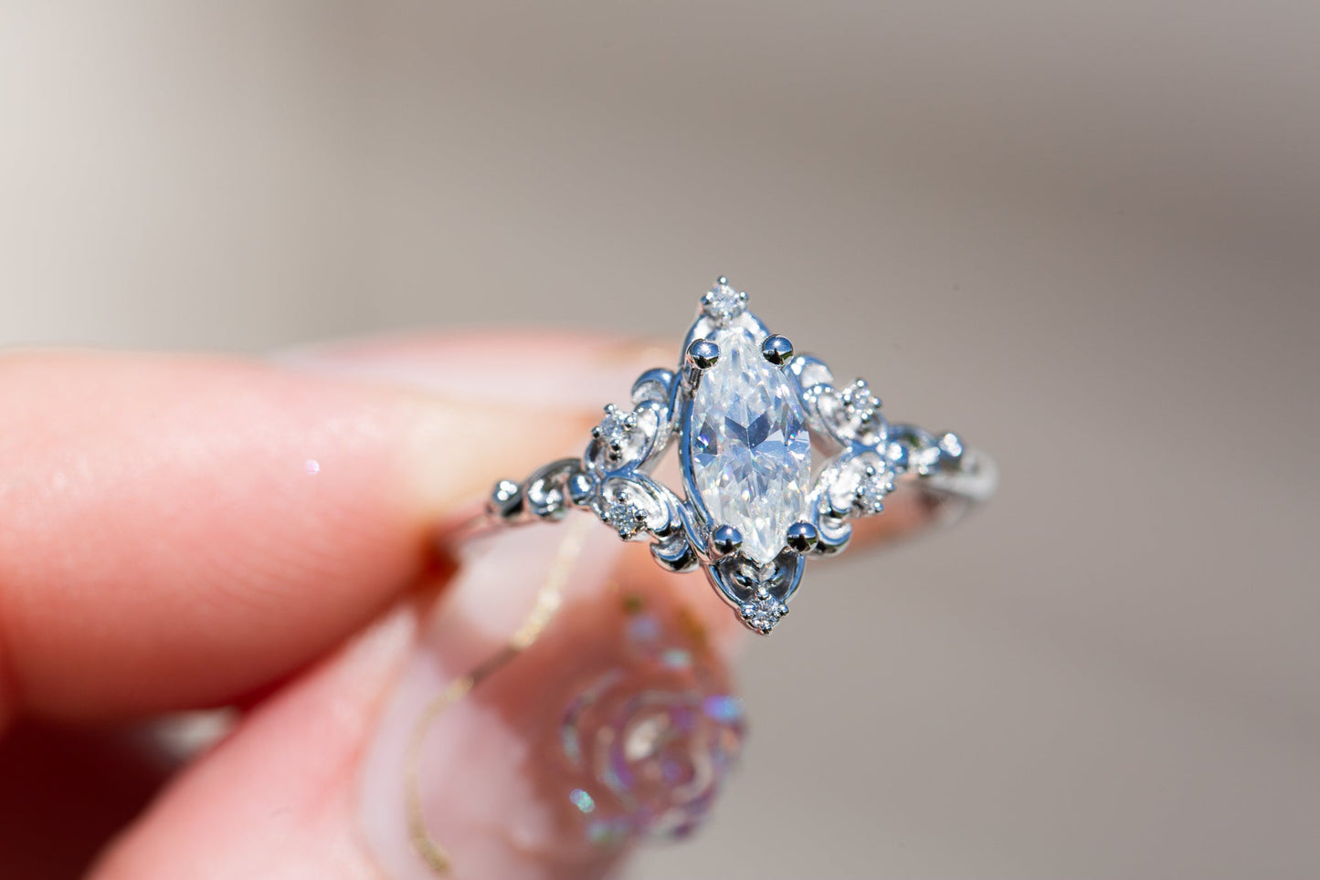 [Oramore Jewelry]Aurora setting with marquise moissanite