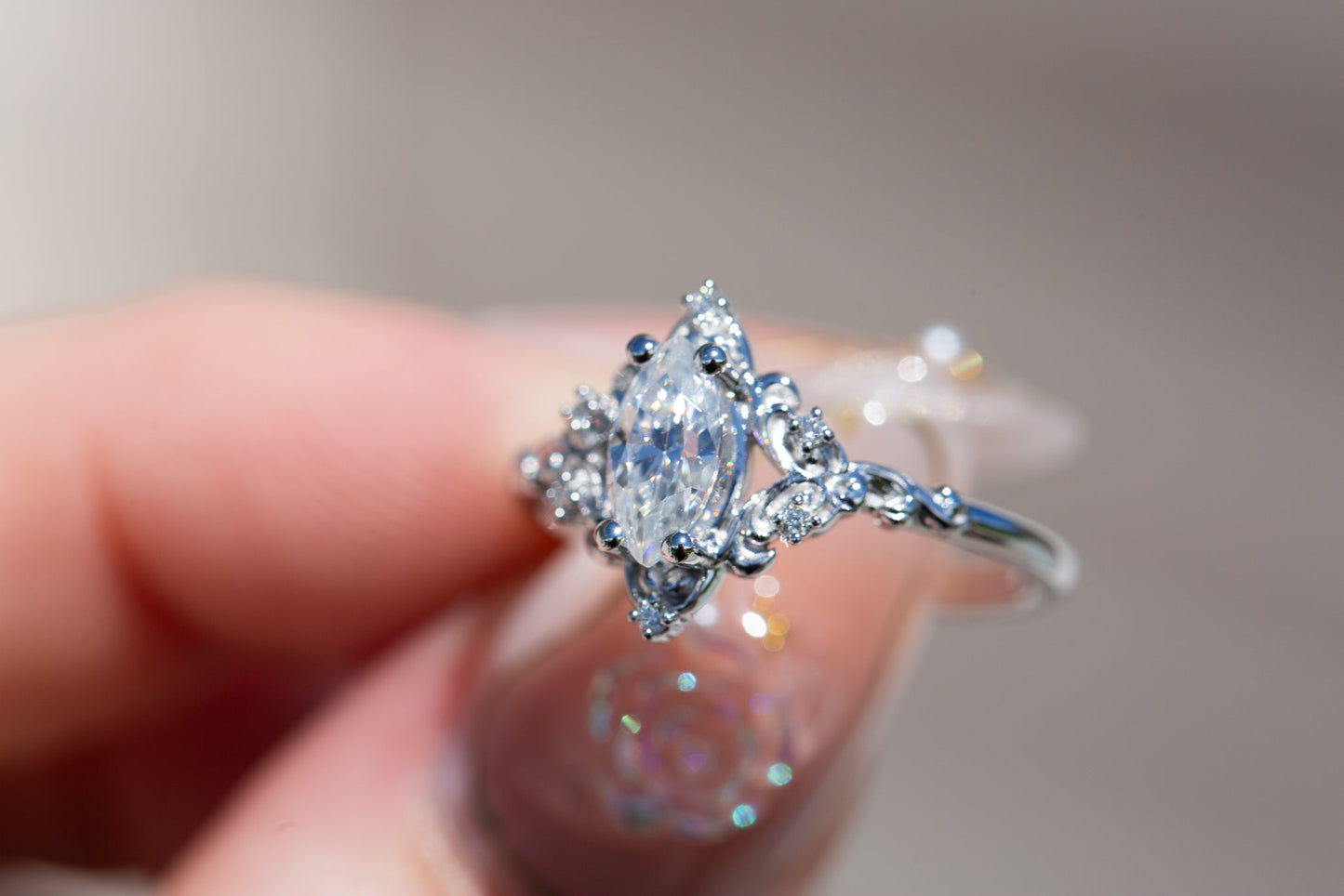 [Oramore Jewelry]Aurora setting with marquise moissanite