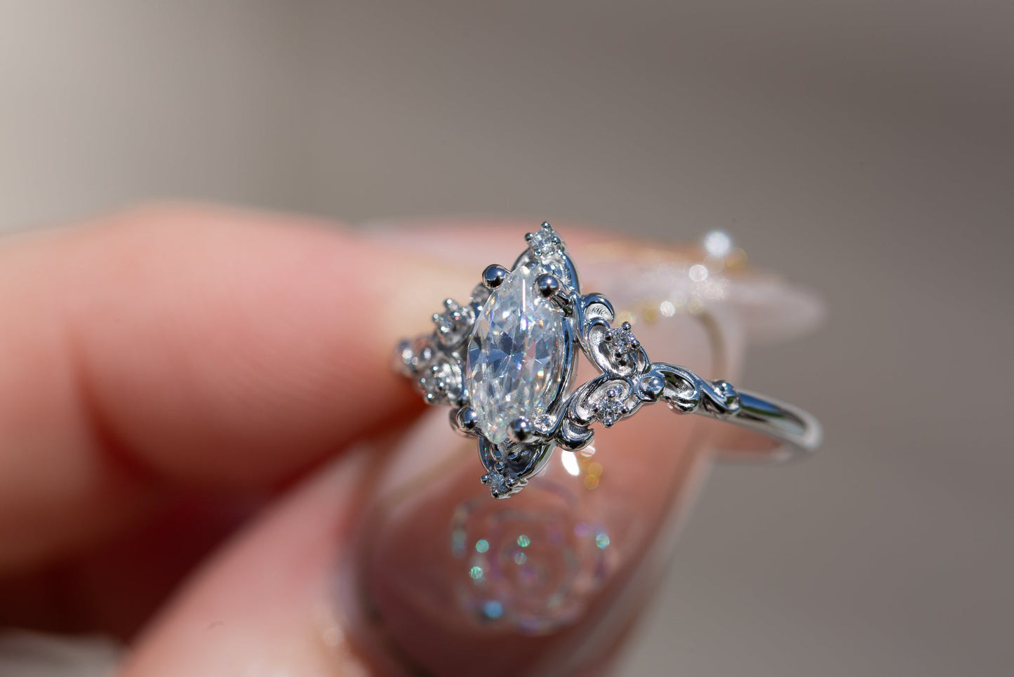 [Oramore Jewelry]Aurora setting with marquise moissanite