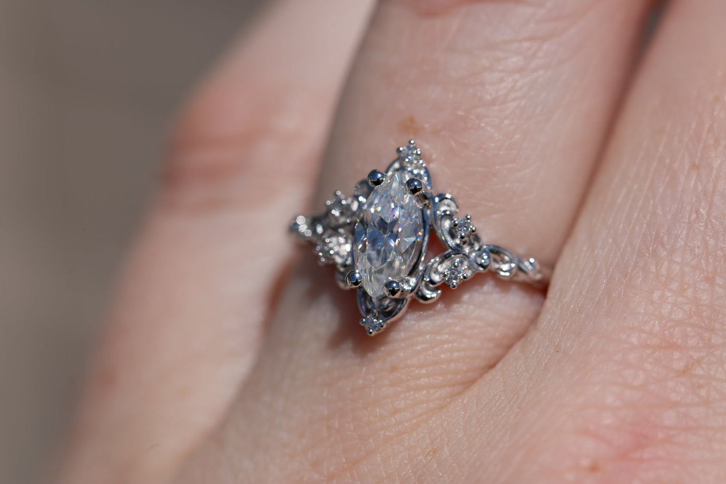 [Oramore Jewelry]Aurora setting with marquise moissanite