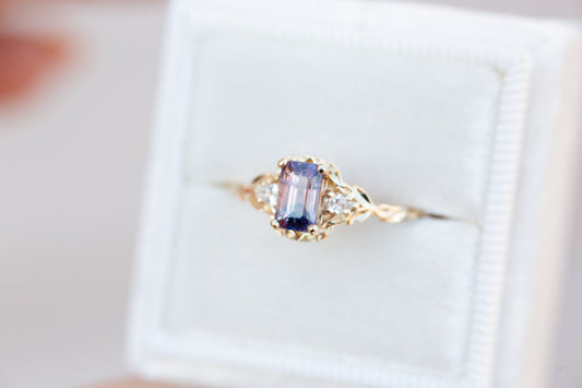 [Oramore Jewelry]Wisteria setting with bi color pink purple sapphire center stone
