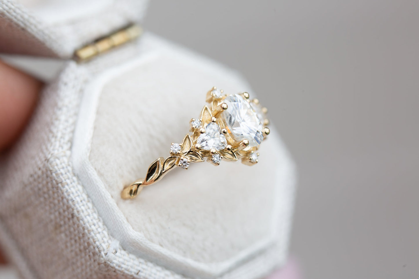 [Oramore Jewelry]Briar rose three stone with oval moissanite (fairy queen ring)