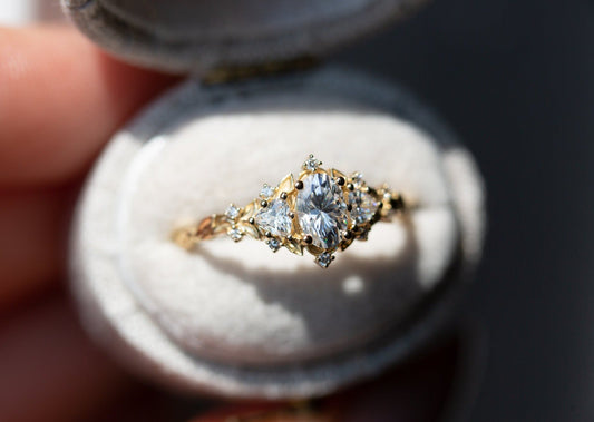 [Oramore Jewelry]Briar rose three stone with oval moissanite (fairy queen ring)