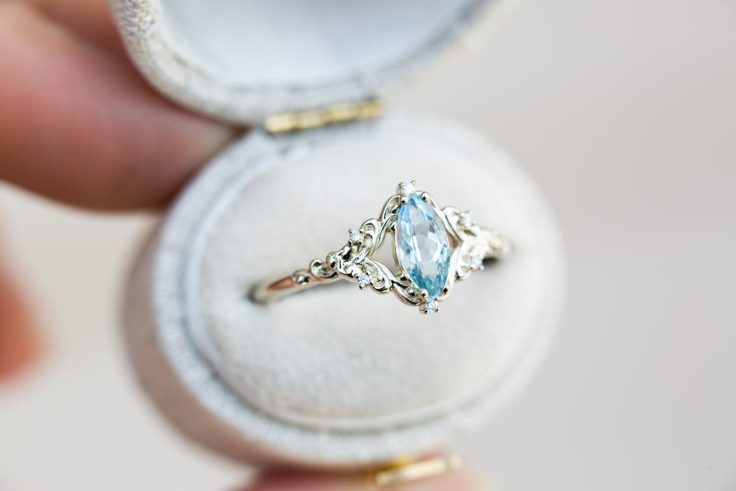 [Oramore Jewelry]Aurora setting with marquise aquamarine