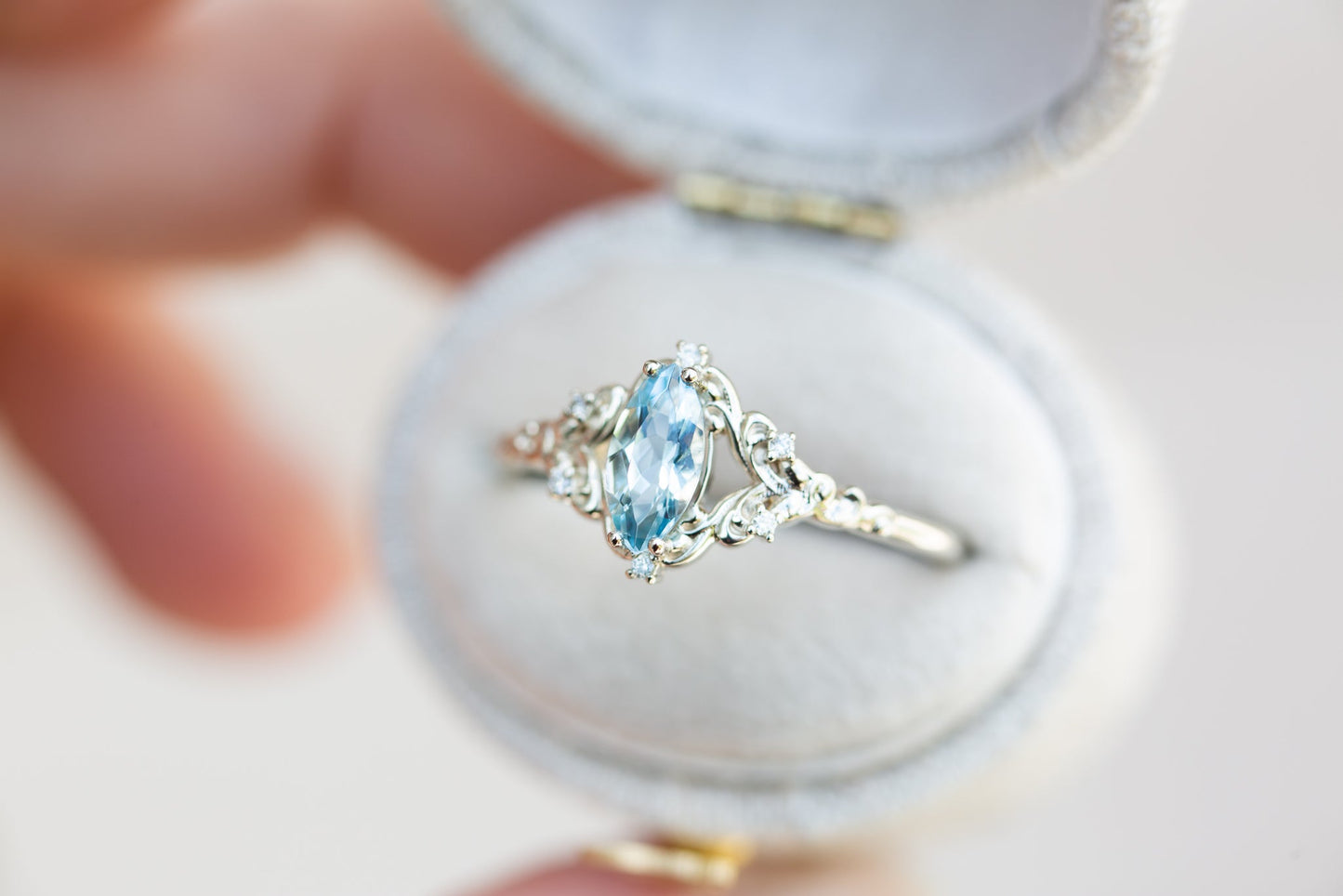 [Oramore Jewelry]Aurora setting with marquise aquamarine