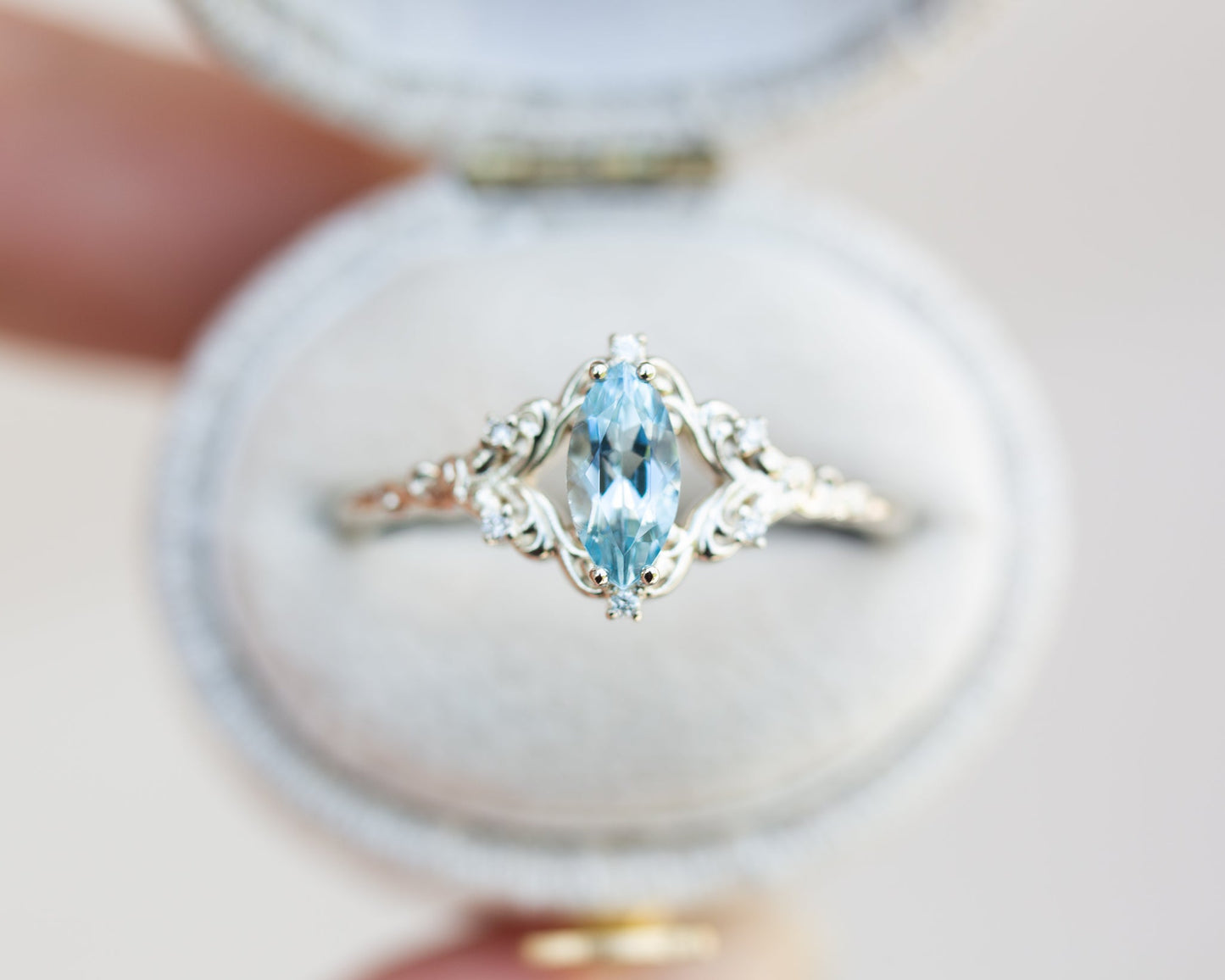 [Oramore Jewelry]Aurora setting with marquise aquamarine
