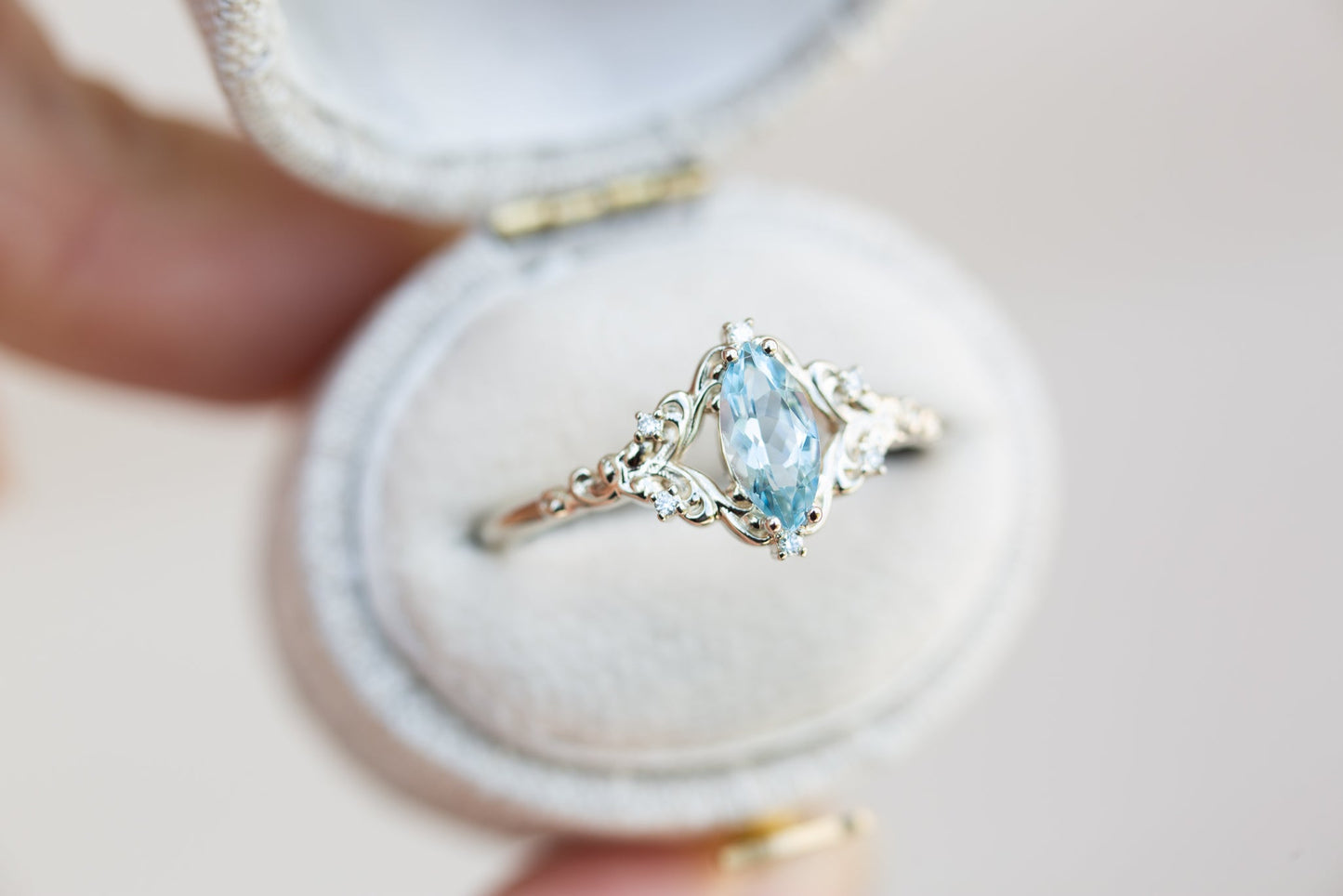 [Oramore Jewelry]Aurora setting with marquise aquamarine