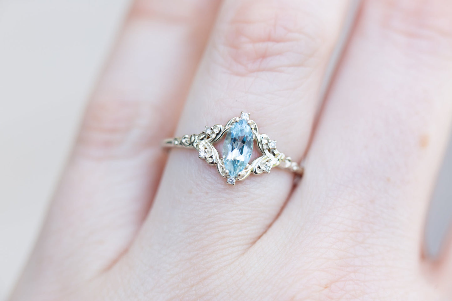 [Oramore Jewelry]Aurora setting with marquise aquamarine