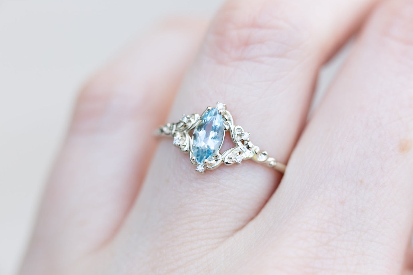 [Oramore Jewelry]Aurora setting with marquise aquamarine
