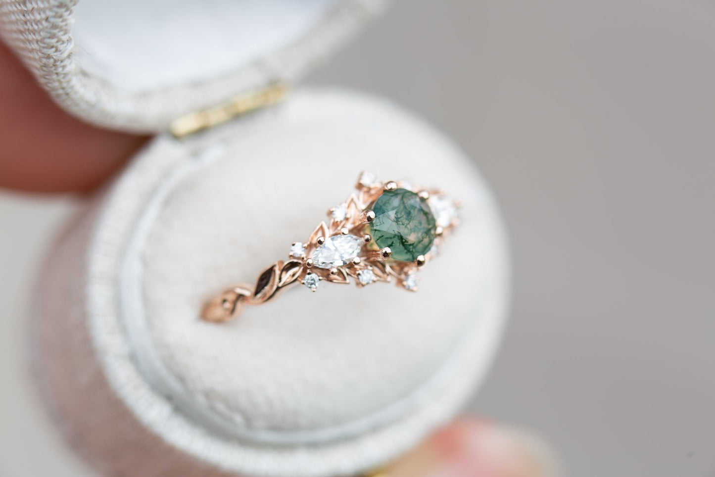[Oramore Jewelry]RESTOCKED! Briar rose three stone with moss agate