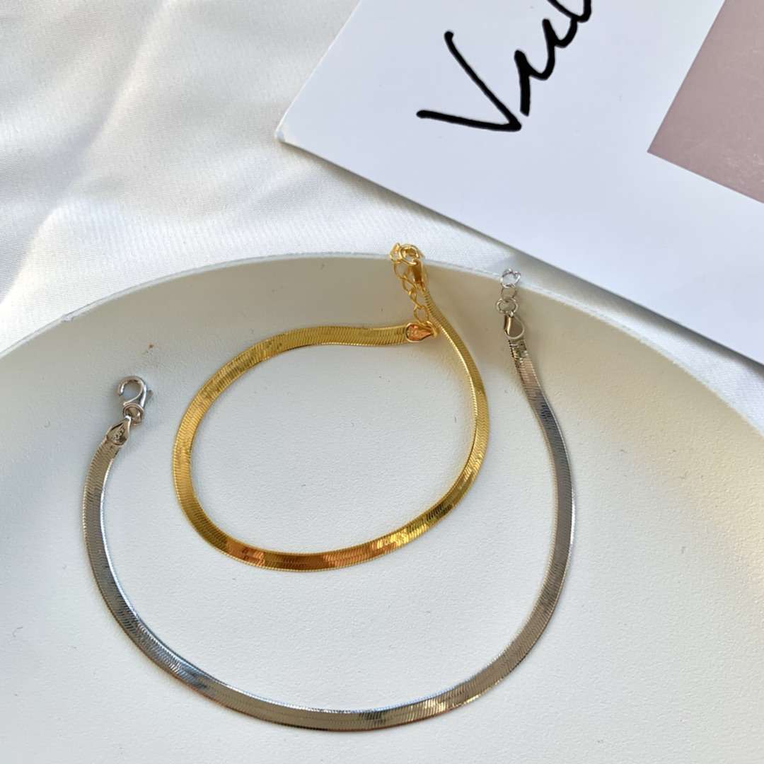 [Oramore Jewelry]Flat Snake Bone Chain Blade Necklace