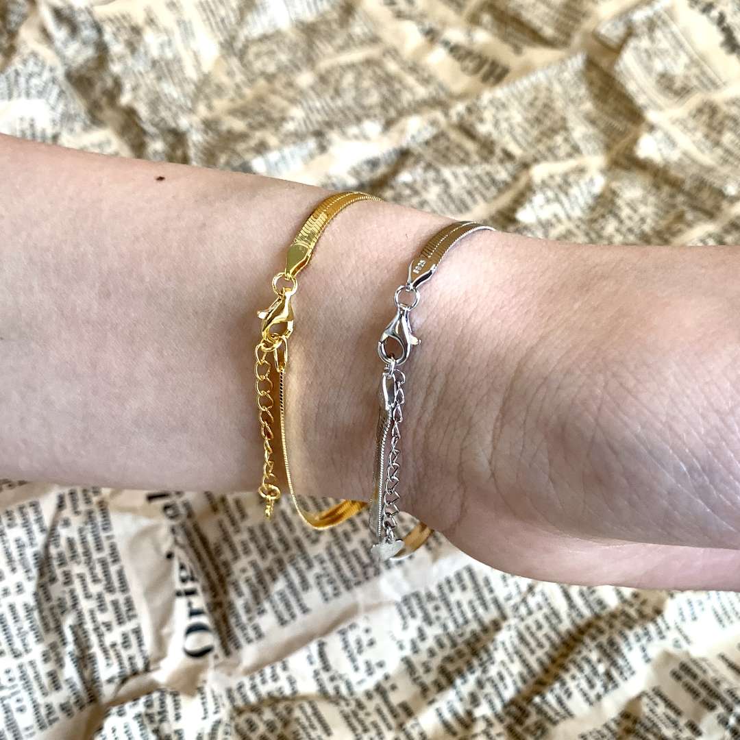 [Oramore Jewelry]Flat Snake Bone Chain Blade Necklace