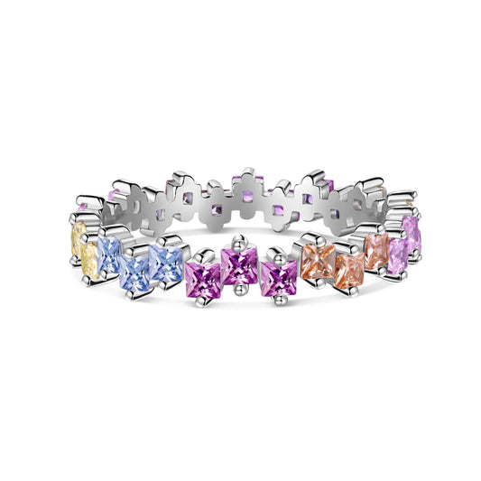 [Oramore Jewelry]Mixed Colorful Square Staggered Rings