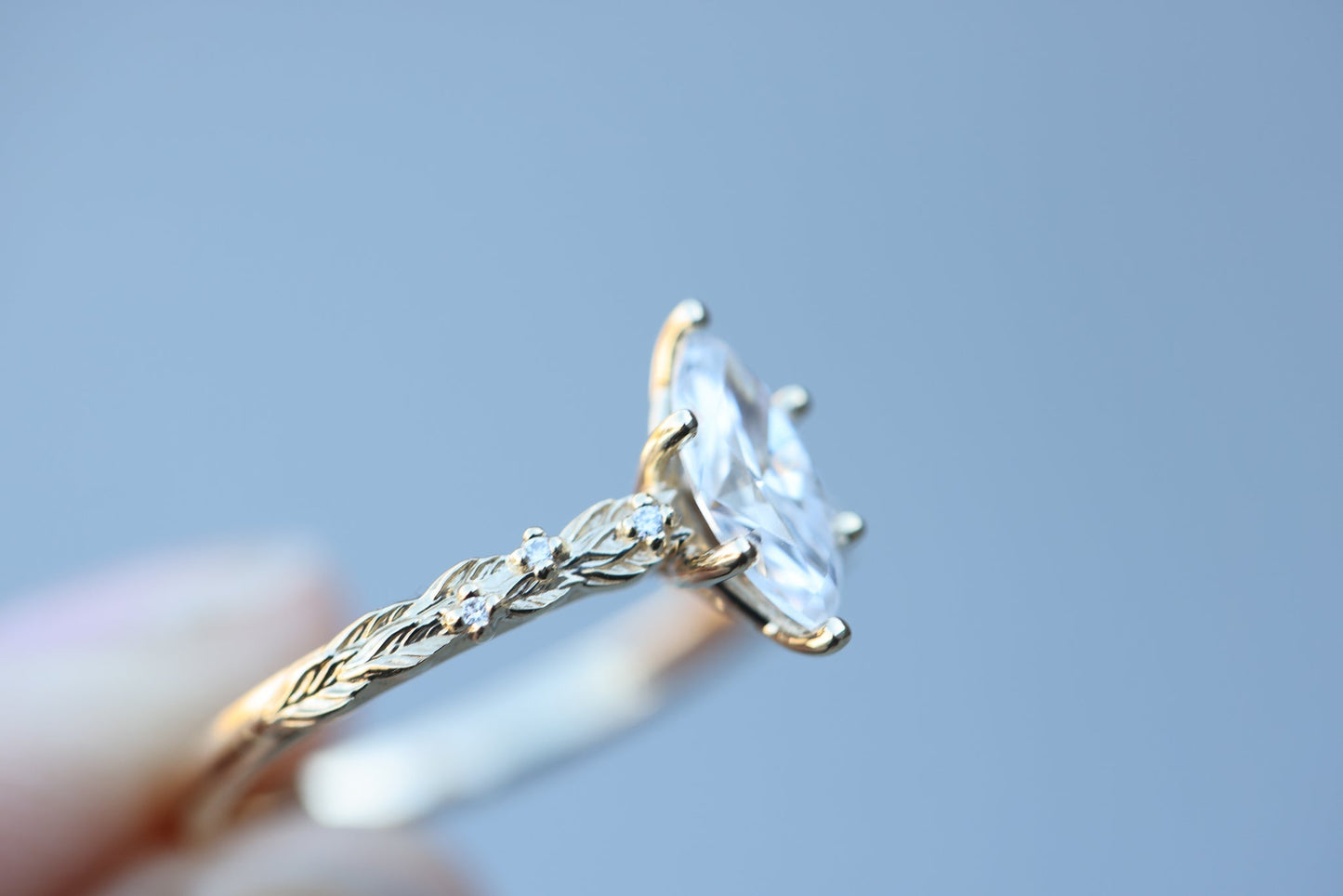 [Oramore Jewelry]Rowan with 10x5mm marquise moissanite