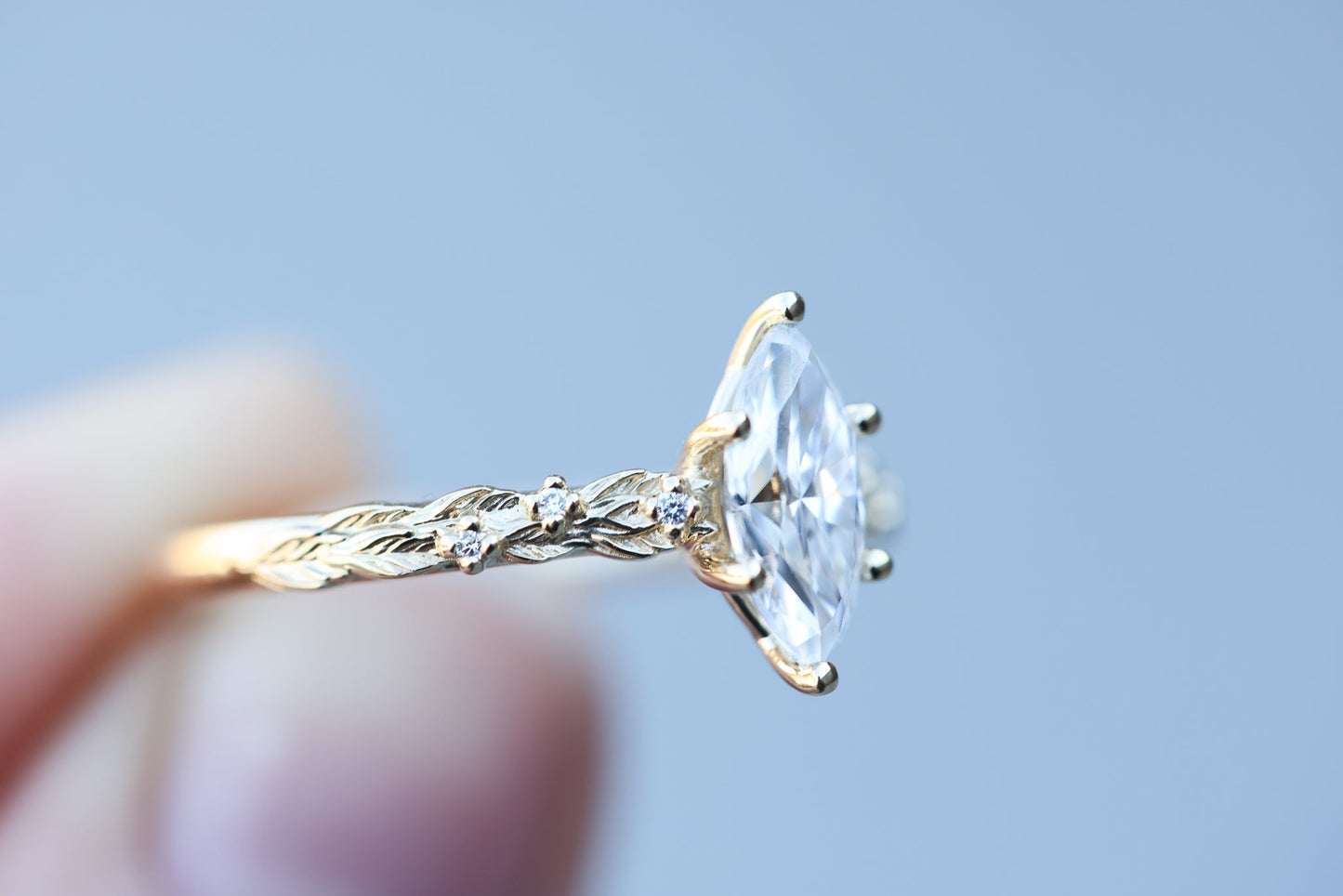[Oramore Jewelry]Rowan with 10x5mm marquise moissanite