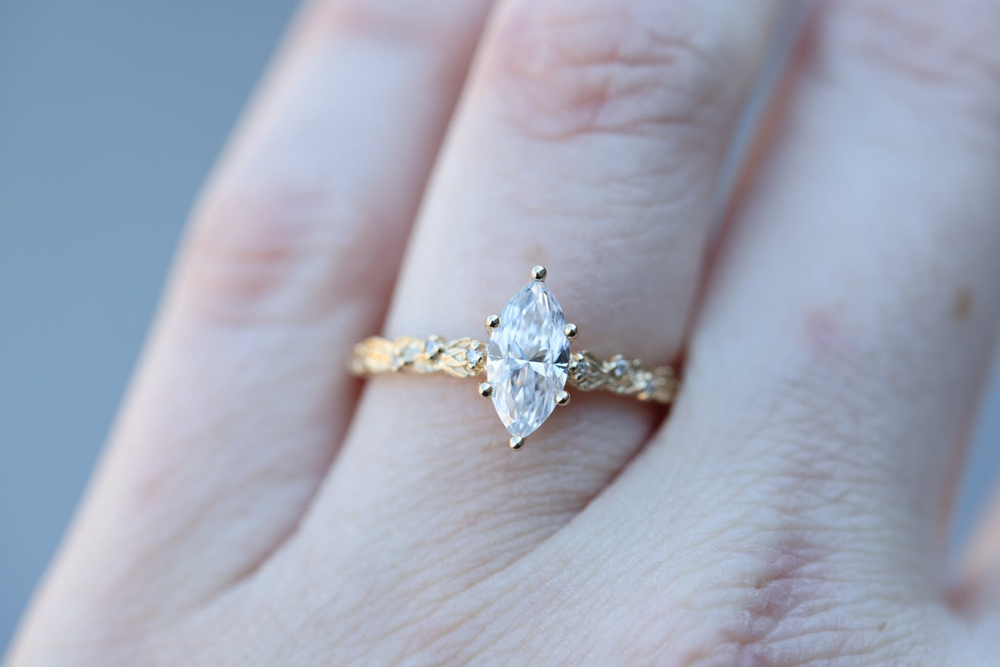 [Oramore Jewelry]Rowan with 10x5mm marquise moissanite