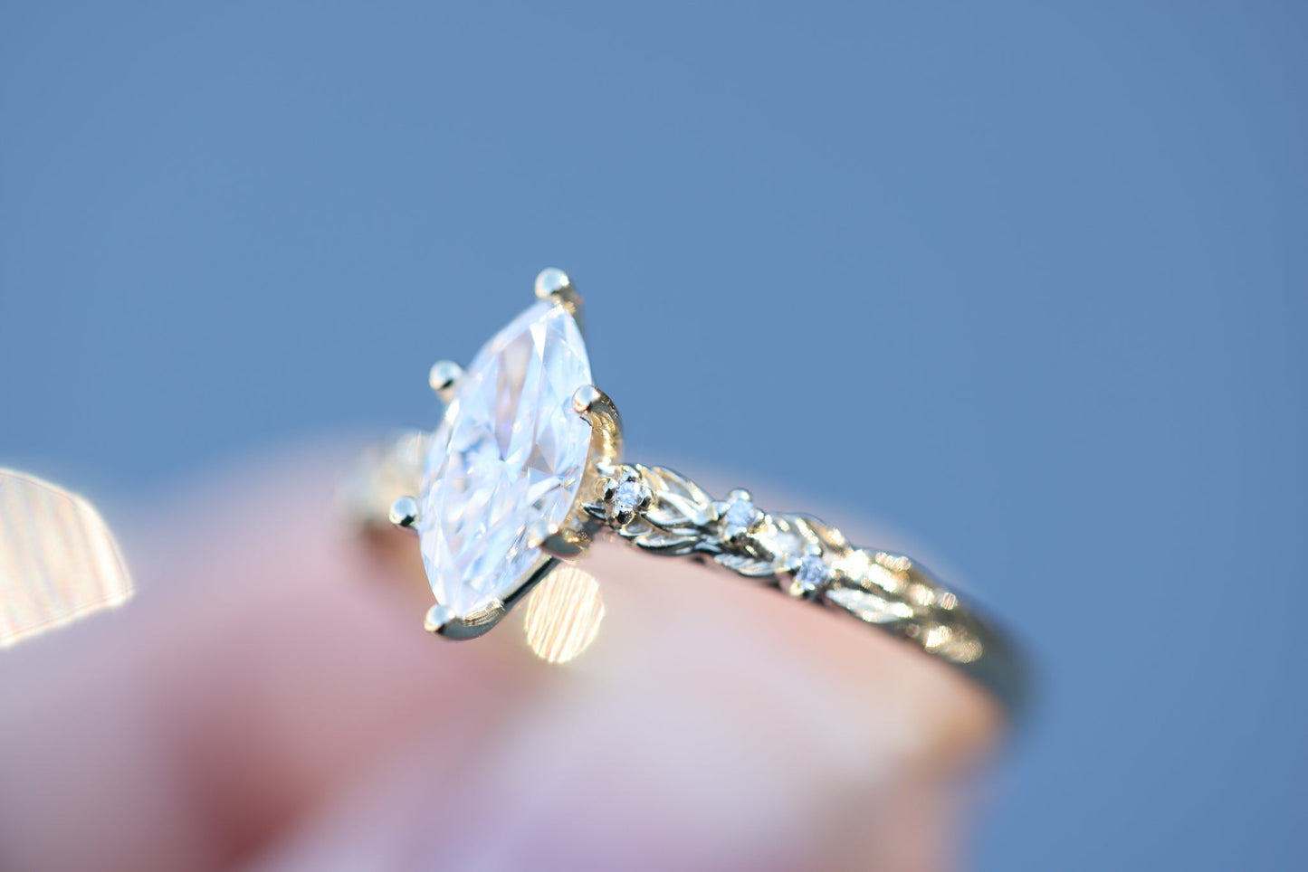 [Oramore Jewelry]Rowan with 10x5mm marquise moissanite