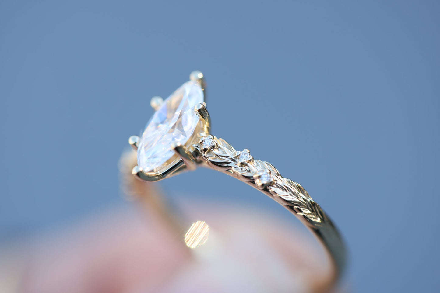 [Oramore Jewelry]Rowan with 10x5mm marquise moissanite
