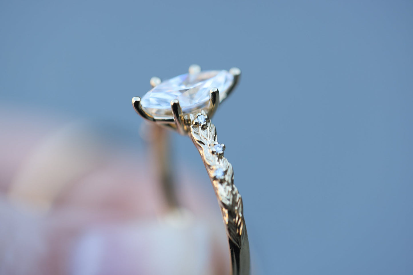 [Oramore Jewelry]Rowan with 10x5mm marquise moissanite
