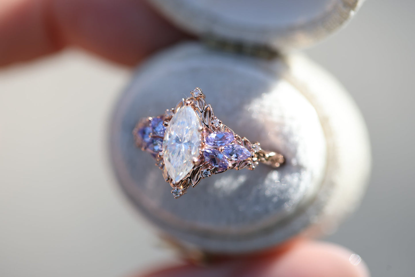 [Oramore Jewelry]Briar Starlight with 10x5mm Marquise Moissanite and Tanzanite
