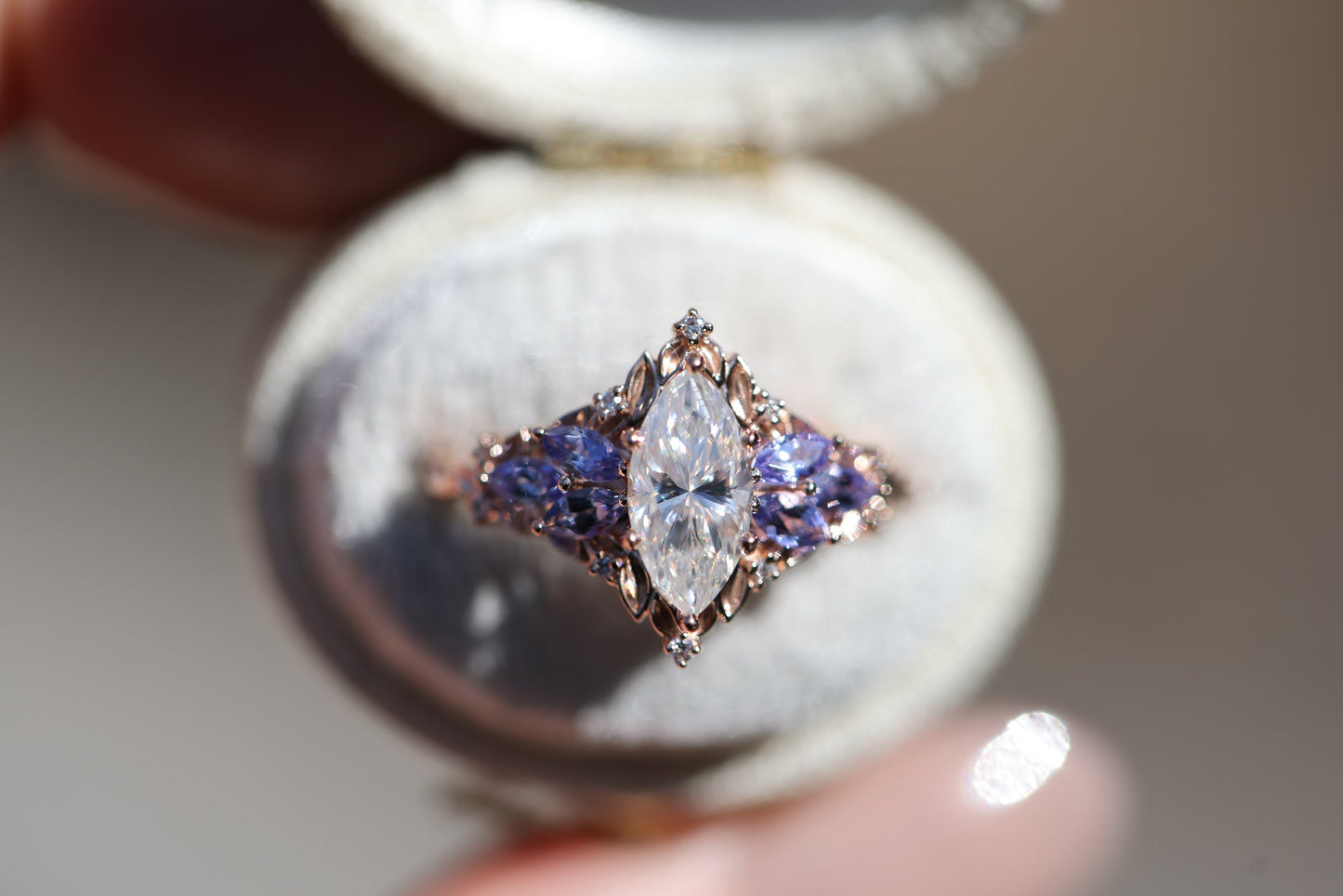 [Oramore Jewelry]Briar Starlight with 10x5mm Marquise Moissanite and Tanzanite
