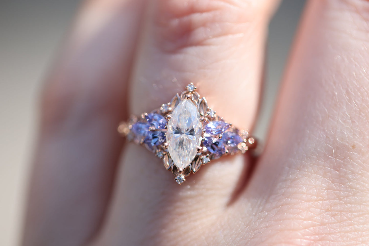 [Oramore Jewelry]Briar Starlight with 10x5mm Marquise Moissanite and Tanzanite