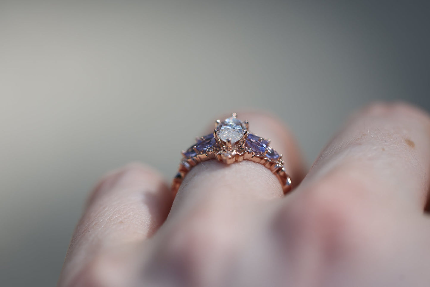 [Oramore Jewelry]Briar Starlight with 10x5mm Marquise Moissanite and Tanzanite