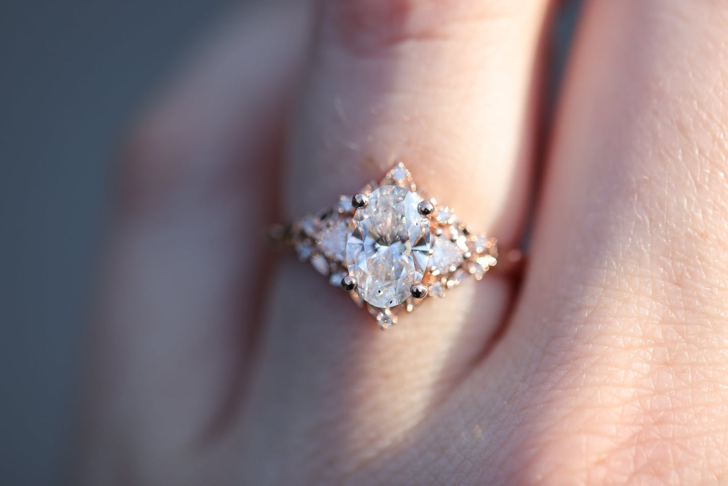 [Oramore Jewelry]Briar Rose Three Stone with 1.2ct Oval Lab Diamond